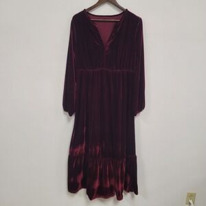 Womens Whimsigoth Witchy Tiered Velvet Maxi Dress Size 1XL Vamp Holiday Event